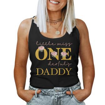 Daddy Little Miss Onederful Birthday Party 1 Year Old Girl Women Tank Top Weekend Graphic - Monsterry