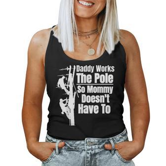 Dads Funny Electrical Lineman Gear | Husband & Lineman Wife Women Tank Top Basic Casual Daily Weekend Graphic - Thegiftio UK
