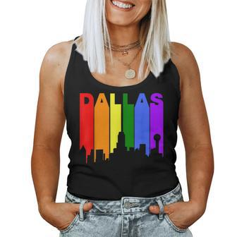 Dallas Texas Lgbtq Gay Pride Rainbow Skyline Women Tank Top | Mazezy