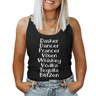 Dasher Dancer Whiskey Vodka Tequila Christmas Alcohol Women Tank Top | Mazezy UK