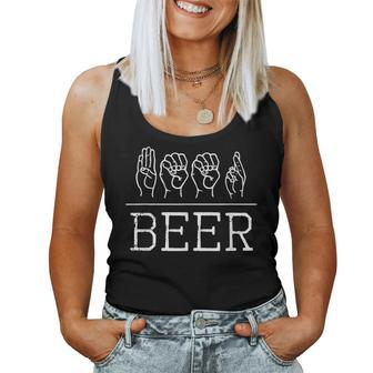 Deaf Pride Trendy Beer Drinker Asl Sign Language Women Tank Top | Mazezy