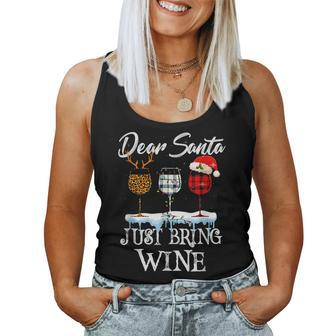 Dear Santa Just Bring Wine For Christmas Costume Glasses Women Tank Top | Mazezy