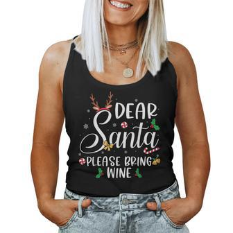 Dear Santa Please Bring Wine Christmas Family Matching Pj Women Tank Top | Mazezy