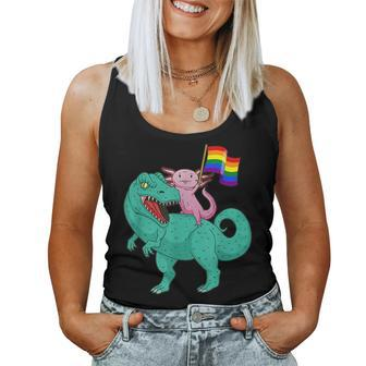 Dinosaur Axolotl Gay Pride Rainbow Flag Lesbian Proud Ally Women Tank Top | Mazezy DE
