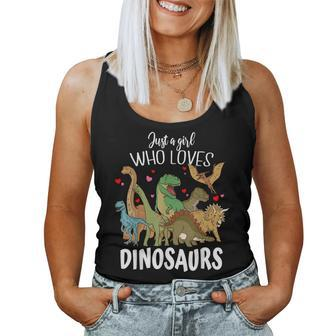 Dinosaur Just A Girl Who Loves Dinosaurs T-Rex Brachiosaurus Women Tank Top - Seseable