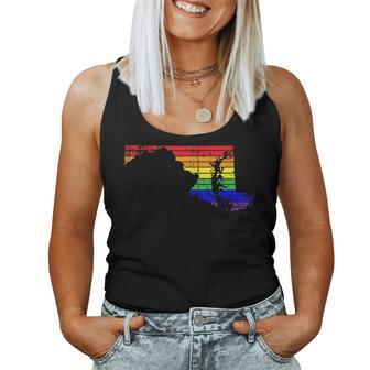 Distressed State Of Maryland Lgbt Rainbow Gay Pride Women Tank Top | Mazezy
