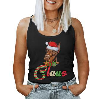 Doberman Claus Dog Lovers Santa Hat Ugly Christmas Sweater Women Tank Top - Monsterry