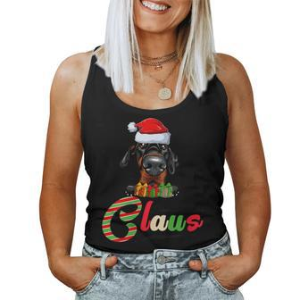 Doberman Pinscher Claus Dog Santa Hat Ugly Christmas Sweater Women Tank Top - Monsterry UK