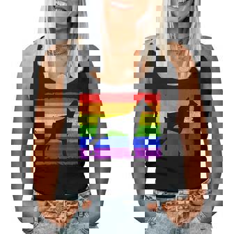 Doberman Pinscher Gay Pride Rainbow Flag Silhouette Lbgtq Women Tank Top | Mazezy