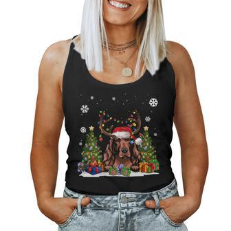 Dog Lover Cute Irish Setter Santa Hat Ugly Christmas Sweater Women Tank Top - Monsterry