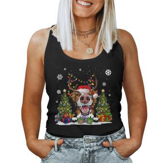 Dog Lovers Border Collie Santa Hat Ugly Christmas Sweater Women Tank Top - Monsterry
