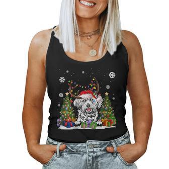 Dog Lovers Cute Lhasa Apso Santa Hat Ugly Christmas Sweater Women Tank Top - Monsterry CA