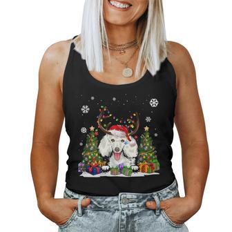 Dog Lovers Cute Poodle Santa Hat Ugly Christmas Sweater Women Tank Top - Monsterry DE