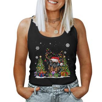 Dog Lovers Cute Rottweiler Santa Hat Ugly Christmas Sweater Women Tank Top - Monsterry UK