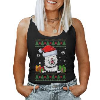 Dog Lovers Finish Lapphund Santa Hat Ugly Christmas Sweater Women Tank Top - Monsterry AU