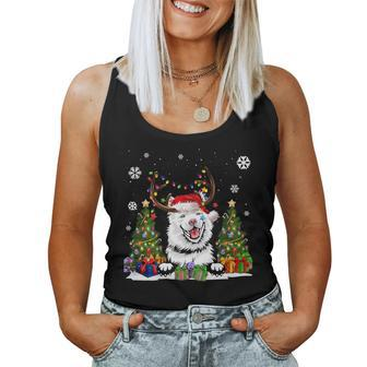Dog Lovers Finnish Lapphund Santa Hat Ugly Christmas Sweater Women Tank Top - Monsterry