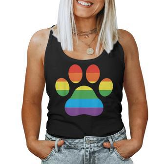 Dog Paw Print Lgbtq Rainbow Flag Gay Pride Ally Dog Lover Women Tank Top Basic Casual Daily Weekend Graphic - Seseable