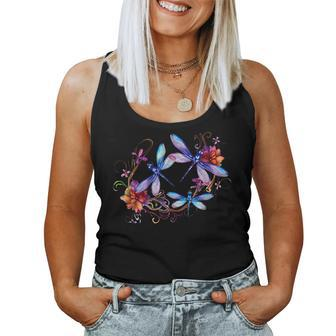 Dragonfly For Women Chakra Color Flower Dragonflies Women Tank Top | Mazezy
