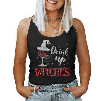 Drink Up Witches Wine Glass Halloween Drinking Women Tank Top - Thegiftio UK