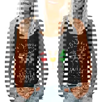 Drunk Christmas Wine Xmas Alcohol Pajama Pj Tops Women Women Tank Top | Mazezy