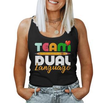 Dual Language Teachers Back To School Squad Women Tank Top Basic Casual Daily Weekend Graphic - Seseable