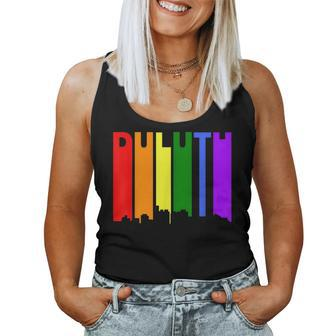 Duluth Minnesota Lgbtq Gay Pride Rainbow Skyline Women Tank Top | Mazezy