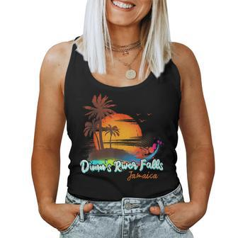 Dunn's River Falls Summer Vacation Palm Trees Sunset Men Women Tank Top | Mazezy
