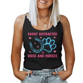 Easily Distracted By Dogs And Horses Farm Animal Lover Women Tank Top - Monsterry CA