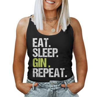 Eat Sleep Gin Repeat Alcohol Lover Christmas Women Tank Top | Mazezy