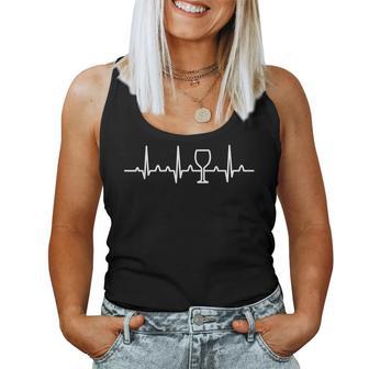 Ekg Wine Wine Heartbeat Pulse Women Tank Top - Seseable