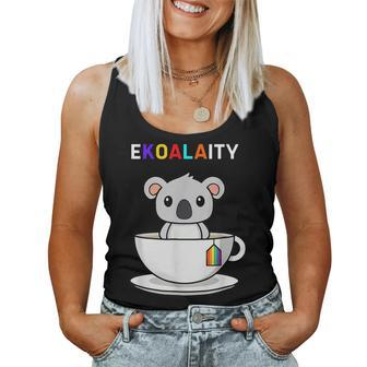 Ekoalaity Gay Pride Cute Koala Tea Cup Rainbow Flag Lgbt Women Tank Top | Mazezy AU