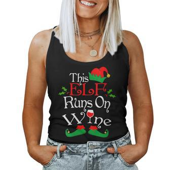 This Elf Runs On Wine Lovers Christmas Elves Xmas Women Tank Top | Mazezy