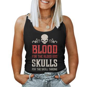 Evil Skull Blood For The Blood God Hell Demon Women Tank Top Weekend Graphic - Monsterry