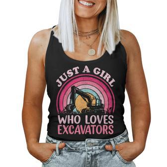 Excavator Lover Vintage Just A Girl Who Loves Excavators Women Tank Top - Monsterry AU