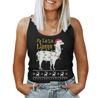 Fa La La Llama Christmas Ugly Christmas Sweater Women Tank Top | Mazezy