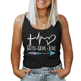 Faith Hope Love Heart Cross Boho Arrow Christian Faith Women Tank Top | Mazezy UK