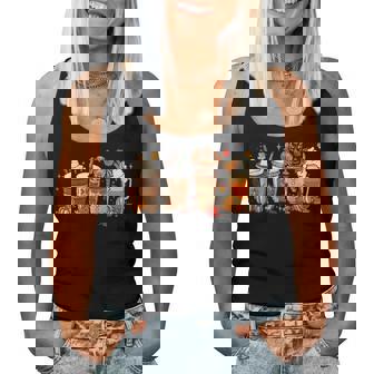 Fall Coffee Dachshund Cat Halloween Outfit For Fall For Coffee Lovers Women Tank Top | Mazezy