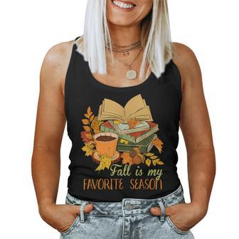 Fall Is My Favorite Season Autumn Vibes Book Leaves Women Tank Top - Seseable