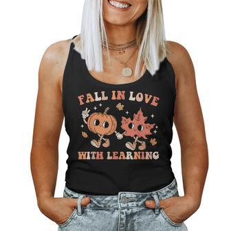 Fall In Love With Learning Fall Teacher Thanksgiving Retro Women Tank Top - Monsterry UK