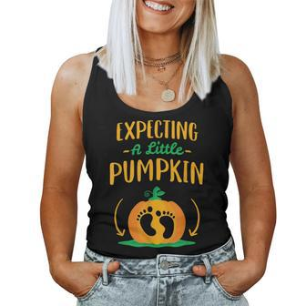 Fall Pregnancy Announcement Expecting A Little Pumpkin Women Tank Top | Mazezy