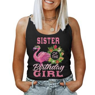 Family Flamingo Matching - Sister Of The Birthday Girl Women Tank Top | Mazezy