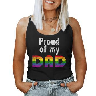 Family Pride Gay Dad Father Rainbow Flag Women Tank Top | Mazezy