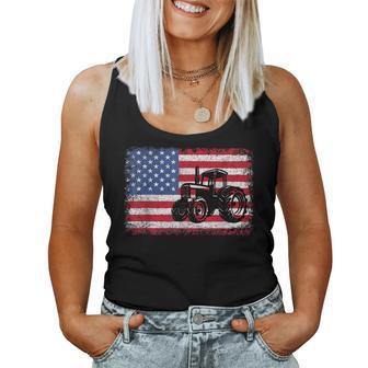 Farm Tractors Usa Flag Patriotic Farming Gift Men Women Boys Women Tank Top Basic Casual Daily Weekend Graphic - Seseable