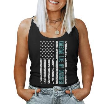 Fathers Day Awesome Like My Daughter With Us American Flag Women Tank Top Basic Casual Daily Weekend Graphic - Thegiftio UK