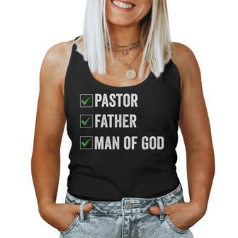 Fathers Day From Church Pastor Dad Man Of God Women Tank Top Basic Casual Daily Weekend Graphic - Seseable