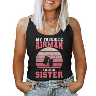 My Favorite Airman Calls Me Sister Air Force Military Women Tank Top | Mazezy