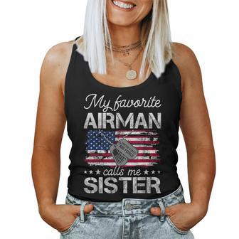 My Favorite Airman Calls Me Sister Proud Us Air Force Sister Women Tank Top | Mazezy AU