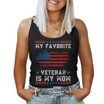 My Favorite Veteran Is My Mom Us Flag Veteran Proud Mother Women Tank Top - Thegiftio UK