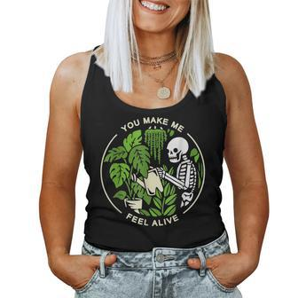 You Make Me Feel Alive Halloween Skull Plants Halloween Women Tank Top | Mazezy