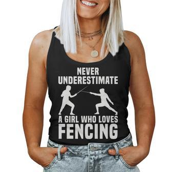 Fencing Parry Girl Loves Fencing Game Never Underestimate Women Tank Top - Seseable